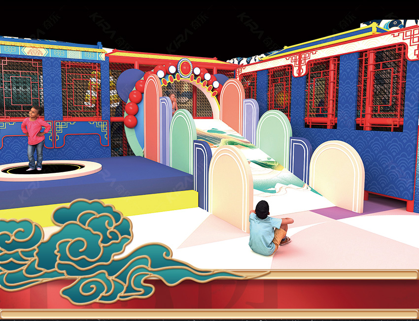 特別是在傳統(tǒng)節(jié)日中，在這樣國(guó)風(fēng)的兒童親子樂園中游玩，更有氛圍。